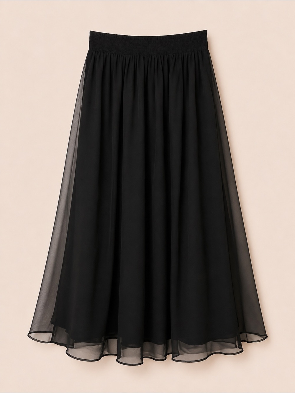 VINTAGE ELIZABETH WAY BLACK CHIFFON MAXI SKIRT | SIZE M